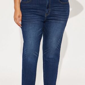Fashion Nova Dark Blue Straight Leg Jeans